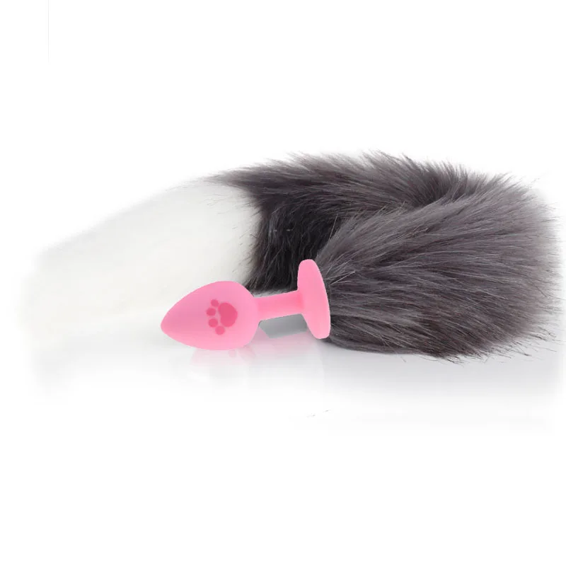 Silicone Butt Plug with Smooth Long Fox Tail Anal Sex Toys Role Play Flirting Animal Tail for Couple Sex Games