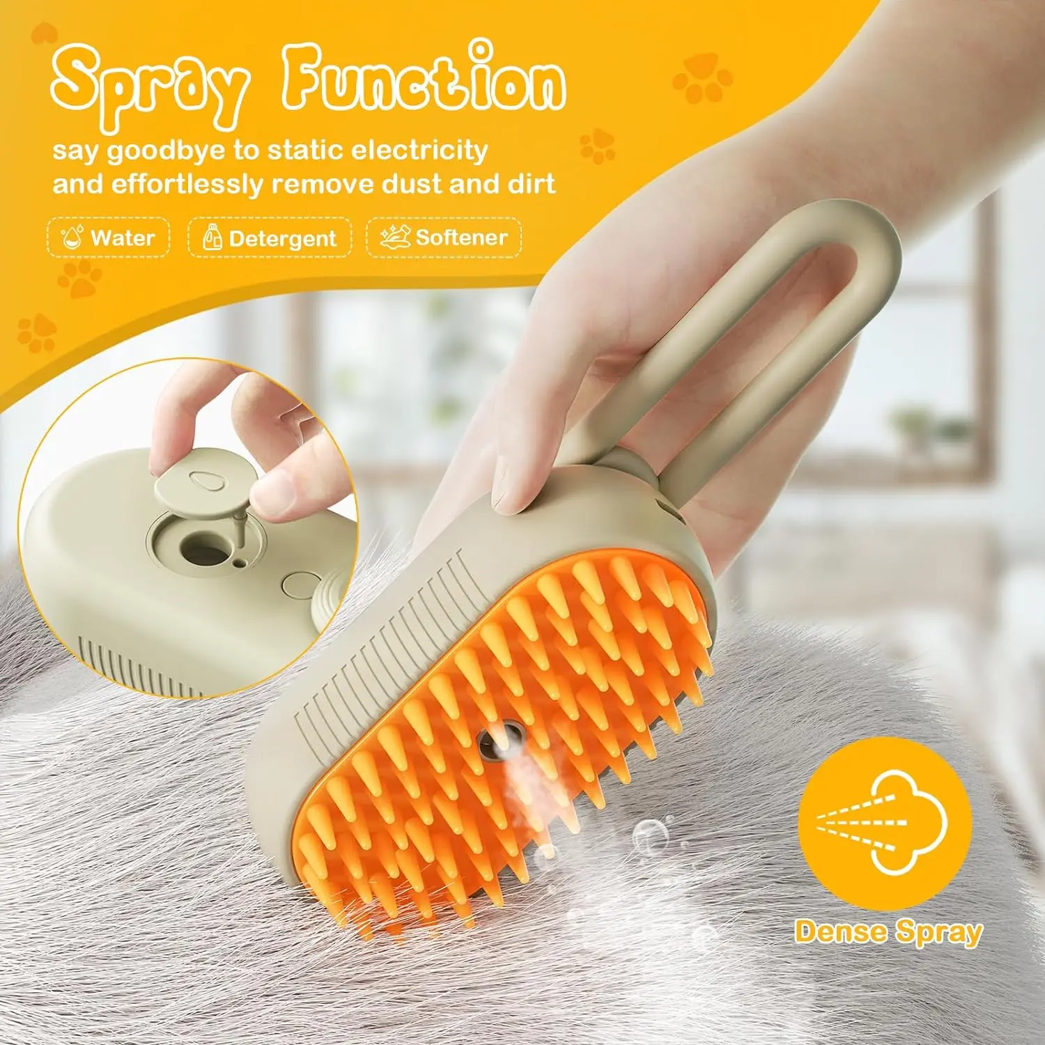 OEM Steamy cepillo para mascotas Steam Pet Hair Brush for Dogs Cats Pet Steam Brush for Removing Tangled and Loose Hairem