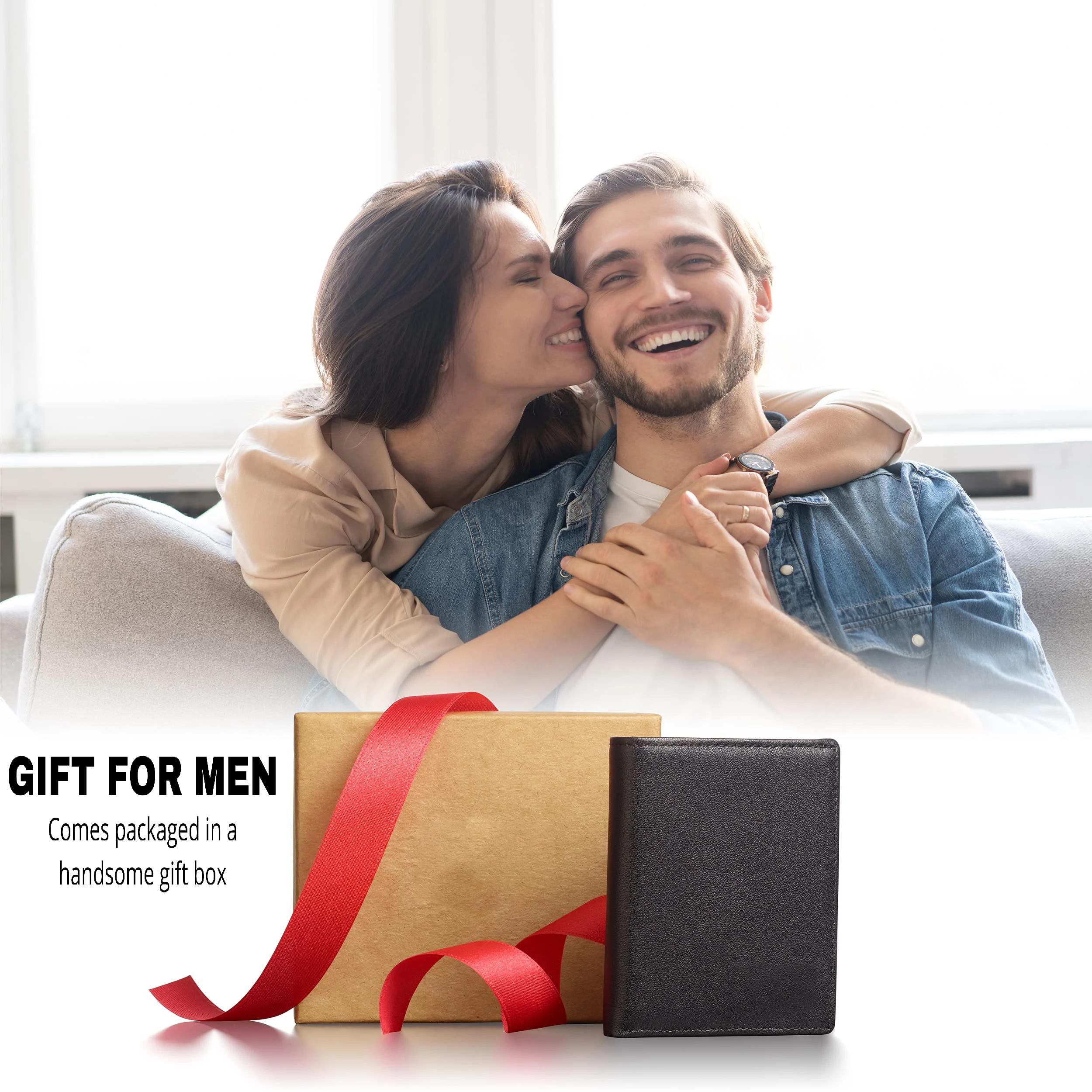 Factory Custom Leather Credit Card Holder Wallet With 2 ID Window RFID Blocking Slim Tri-fold Wallet For Man