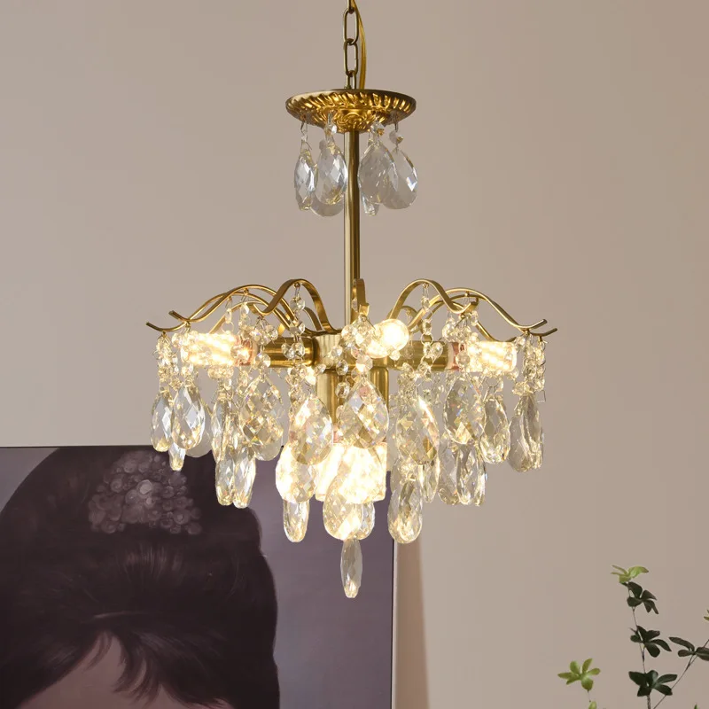 American Retro Crystal Chandelier for Bedroom French Dining Room Living Room-Simple Luxurious Design with Romantic Touch