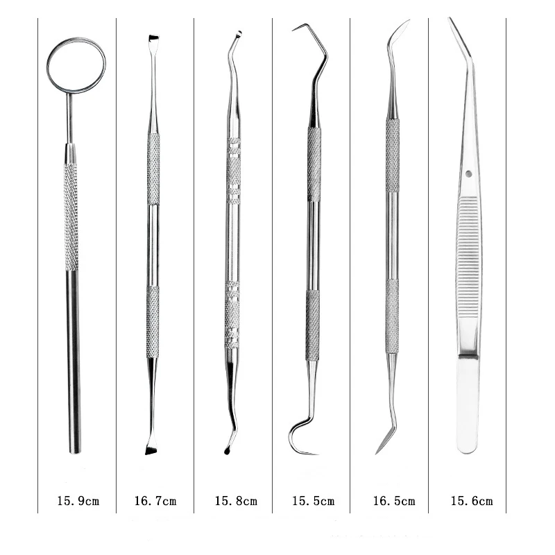 6 Pcs Dentist Tool Kit Hygiene Teeth Cleaning Dental Picks Scaler Mouth Mirror Dental Instrument