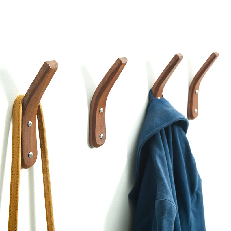 Wholesale Wooden Coat Hanger Hook Multifunctional Modern Handmade Craft Solid Wood Hooks for Hanging Hats Bags Towels