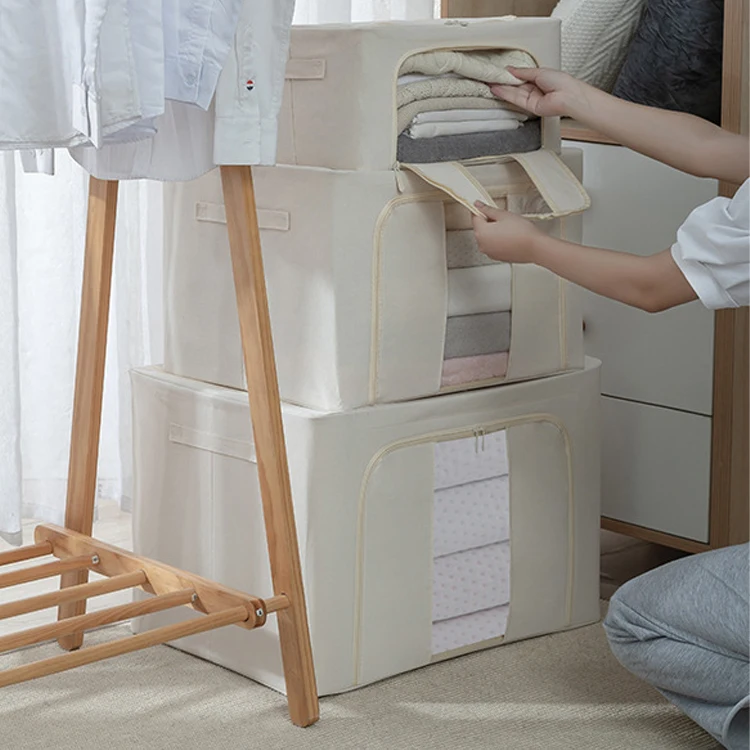 Waterproof foldable oxford fabric storage box large capacity storage organizer box oxford cloth steel frame storage box