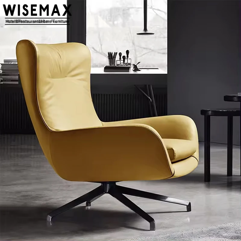 WISEMAX мебель легкая роскошная дизайнерская фланелевая ткань из нержавеющей стали каркас одно сиденье вращающееся кресло для отдыха домашнего офиса