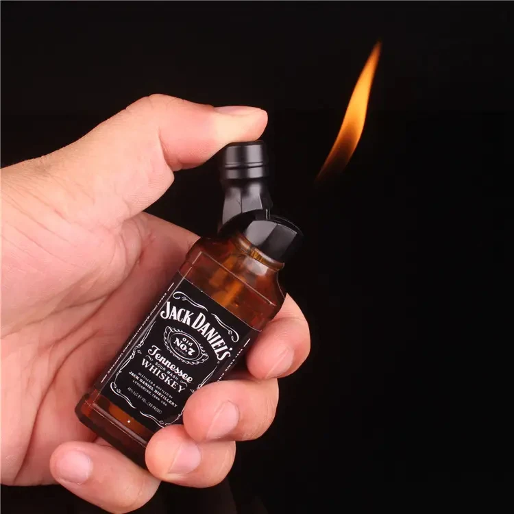 Open Flame Wine Bottles Fashion Lighters Whiskey Bottles Inflatable Cigarette Lighters
