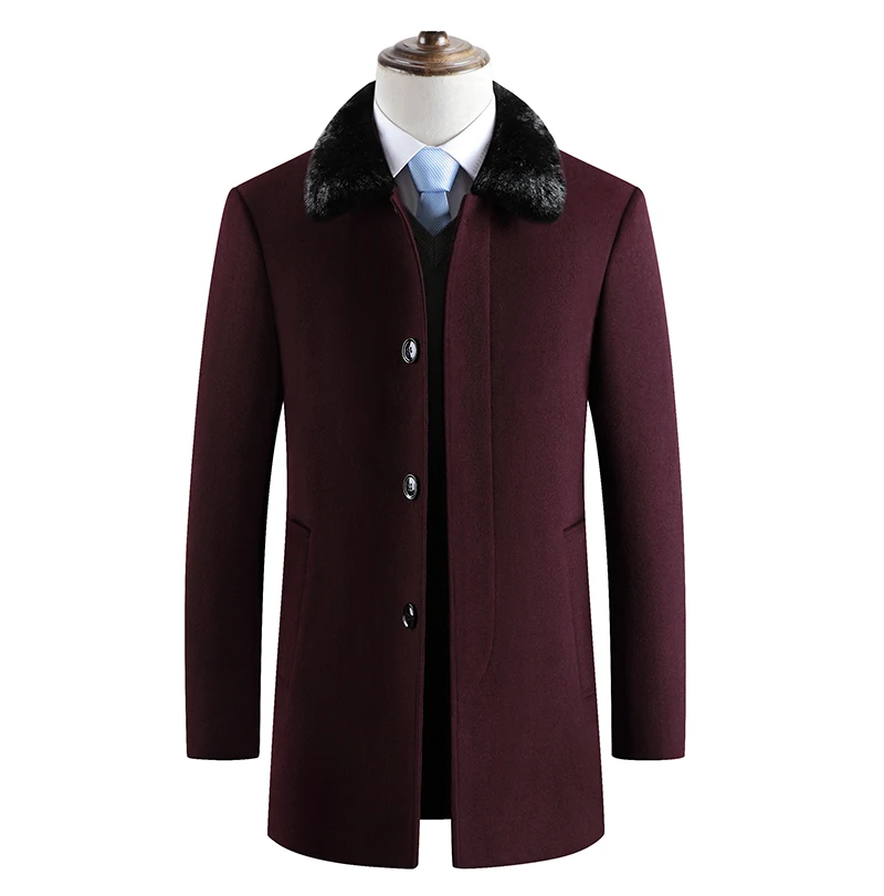 Прямая поставка, оптовая продажа, мужское зимнее пальто, бархатная теплая куртка, черное, серое деловое повседневное шерстяное пальто с отложным воротником
