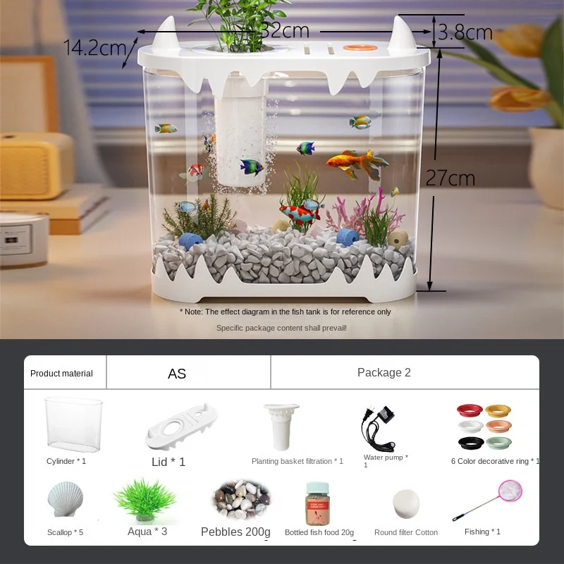 Creative Small Fish Aquarium Acrylic Tropical Fish Aquarium Decoration for Office Home Table Mini Aquarium Fish Tank