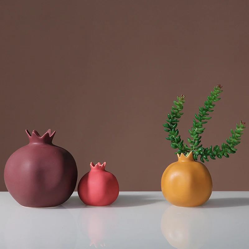 ENO Modern Morandi color ceramic pomegranate  Crafts ornaments home decor Flower vase