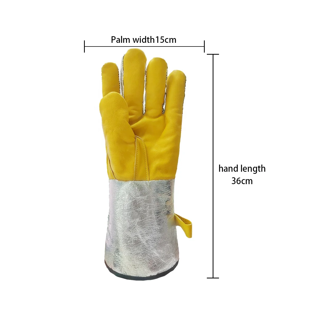 Labor Protection Safety Work Aluminium Foil Cow Leather Palm Heat Insulation Wear Resistant Hand Gloves