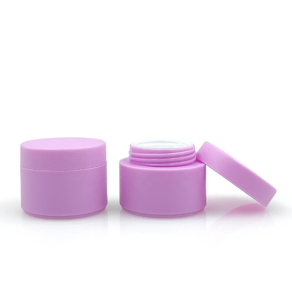 10g 15g 30g 50g 100g 120g 150g 200g Cosmetic Amber Pink Plastic PET PP Jar Container Empty Frosted Cream Jars with Purple Lid