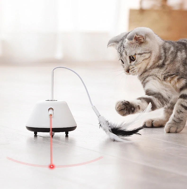 Manufactory  Pet Electric Cat Toy Infrared Teasing Stick Feather Fishing Rod Automatic Intelligent Soothing Cat Carousel Cat Toy