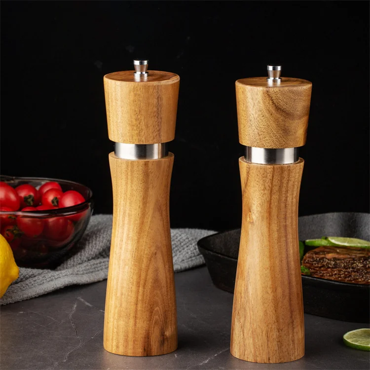 Harmony Refillable Salt & Pepper Mills Adjust for Customized Coarseness Wooden Salt and Pepper Grinder Set