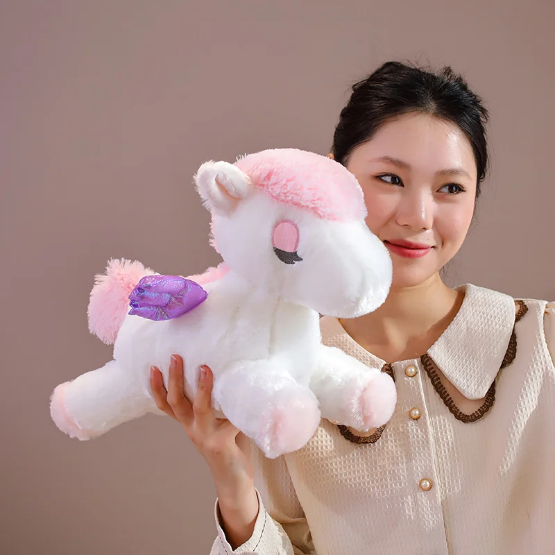 Original Manufacturer Yangzhou New Sunrise Custom Lovely Soft Plush Lie Prone Posture rainbow Flying Horse Animal Doll Toy