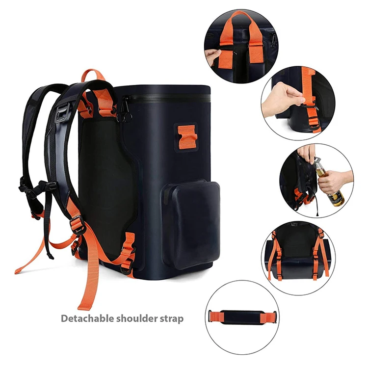 factory customized black leather aesthetic cooler bag backpack outdoor eco friendly portable carry on back pack for food