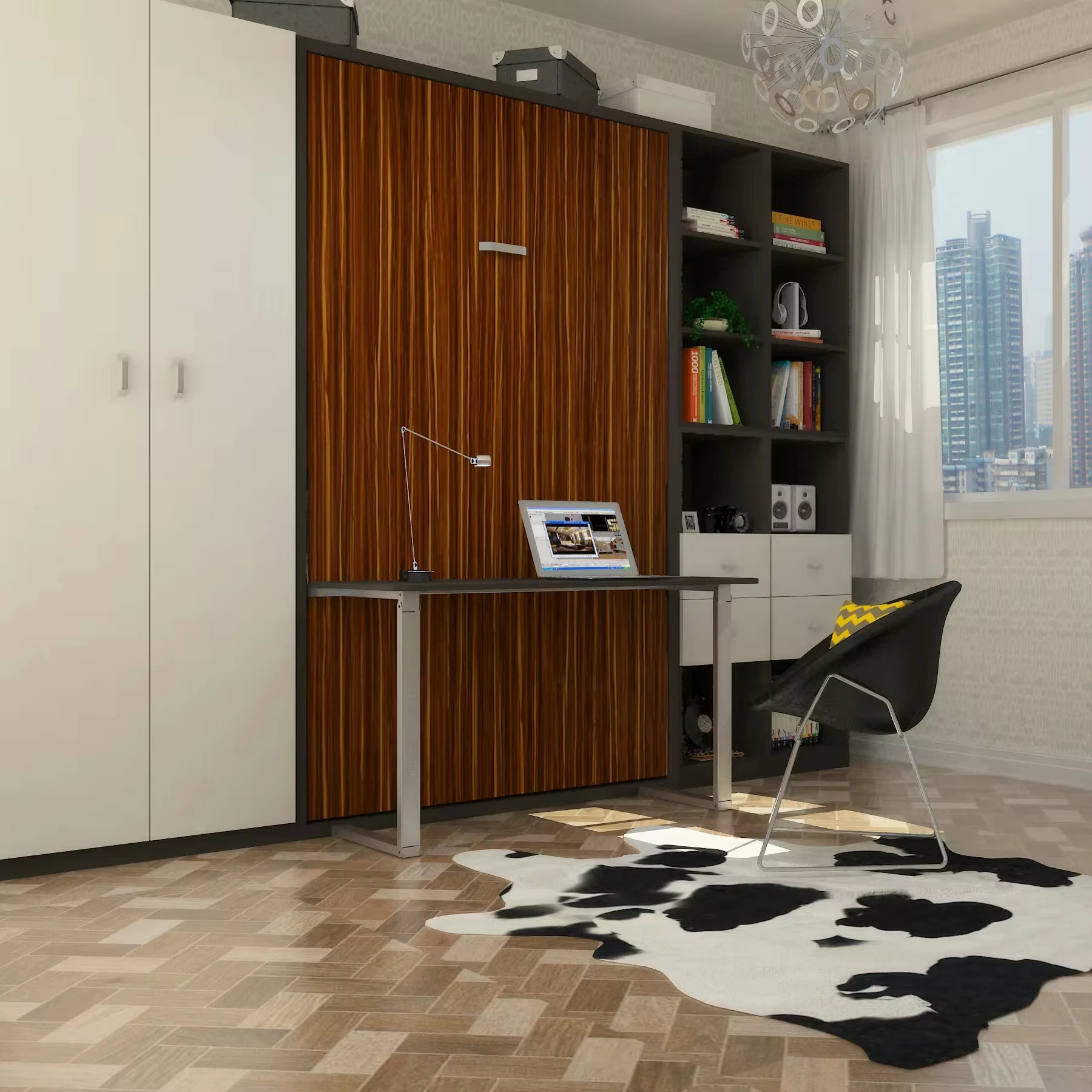 Custom Modern Hidden Bed Wall Saving Space King Size Murphy Folding Wall Beds With Desk