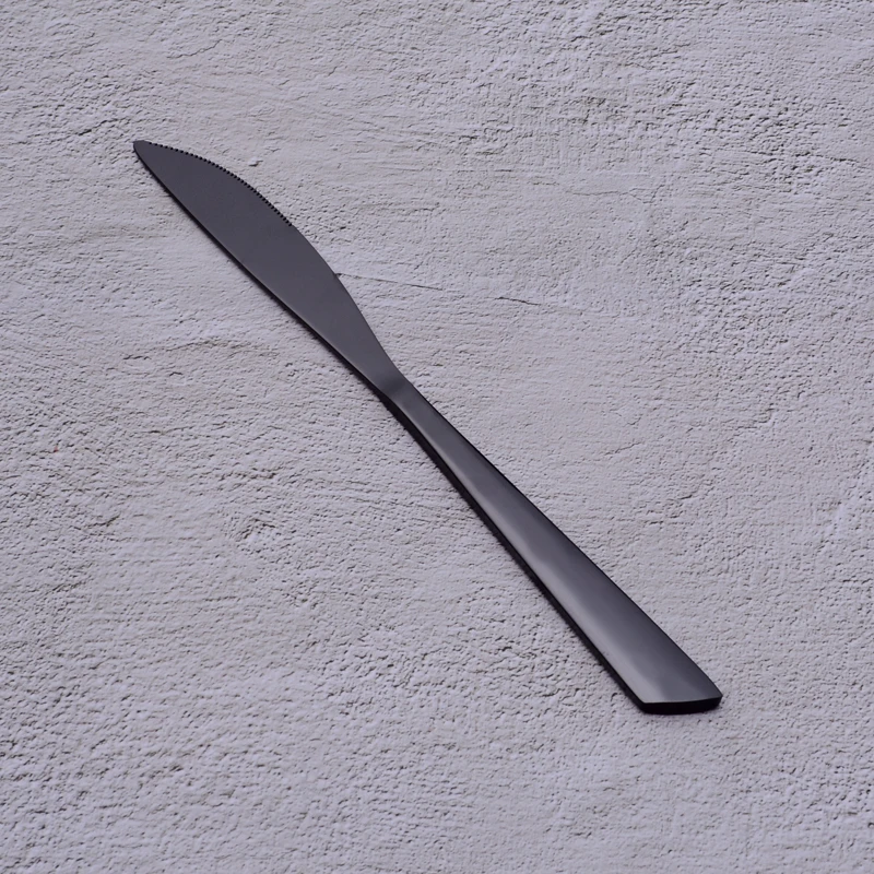 High quality Modern 16 Pieces Utensils Cutlery Forks Spoons Restaurant Mirror Polished Stainless Steel Black Flatware