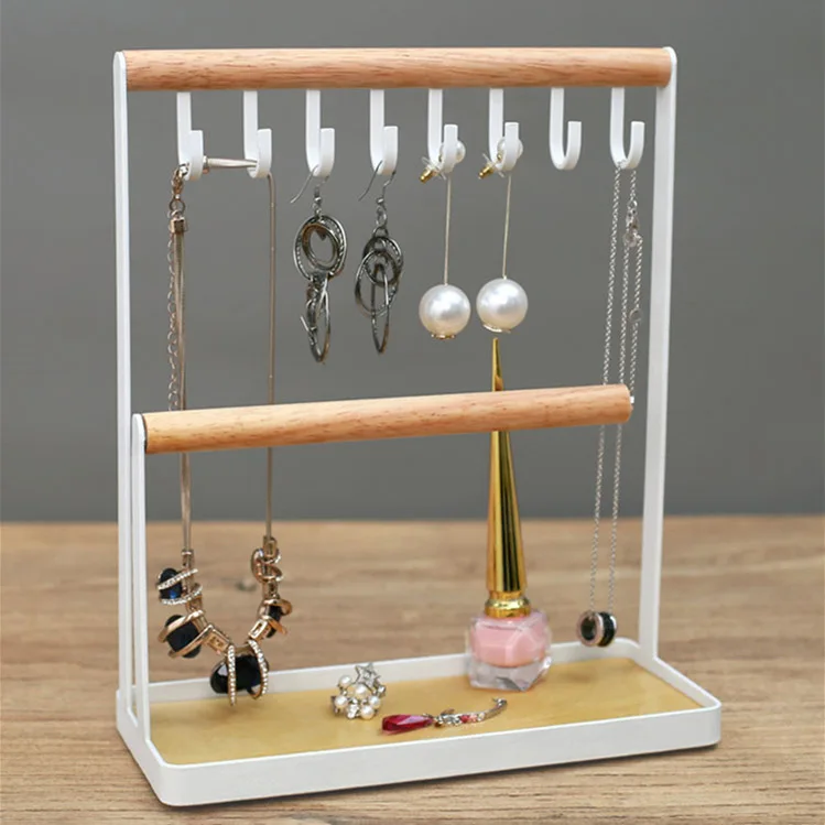 White Metal Wooden Jewelry Holder Jewelry for Storage Bracelets Necklace