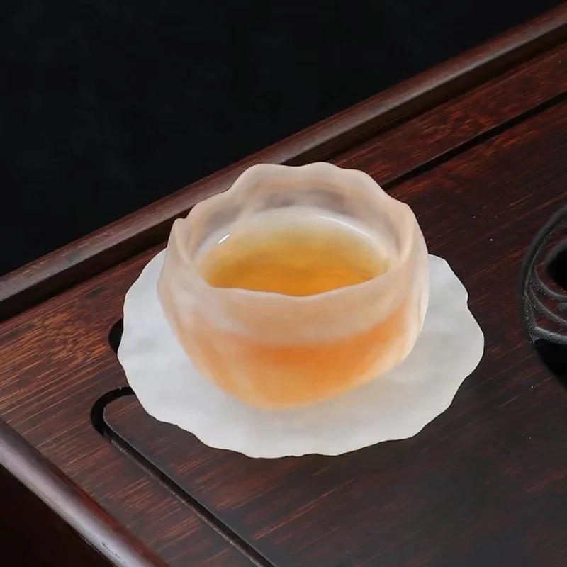 Hot pink clear frosted tea glass custom colored teacup set