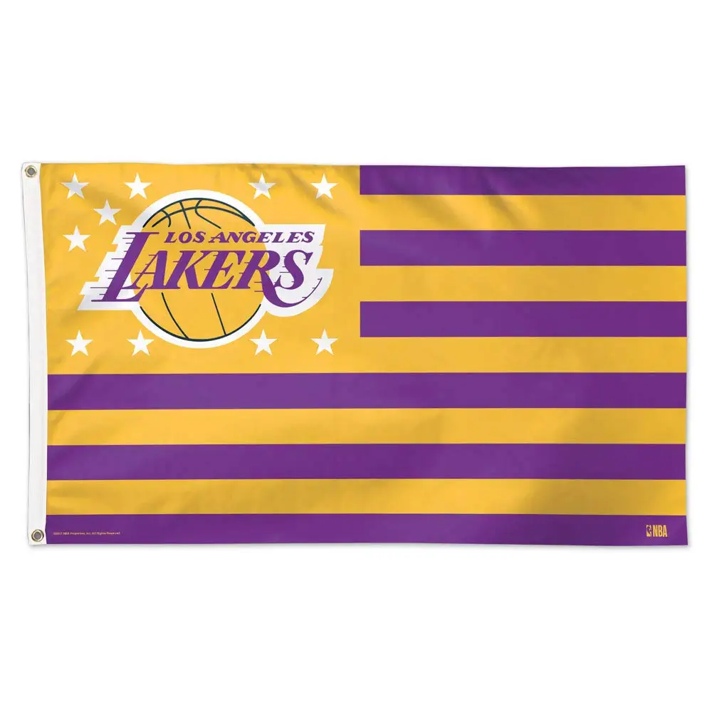 Shipping Fast Los Angeles Lakers American Flag and Banner