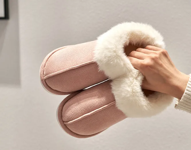 Wholesale Fluffy Cozy fuzzy soft plush Indoor Outdoor Warm Fuzzy Comfy House Shoes Fluffy Wide Loafer Slippers