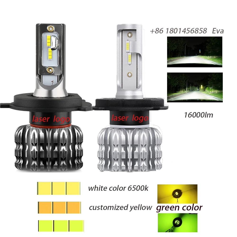 MINI body LED Headlight Kit H4 Fanless 16000lm 72W H7 h11 9005 Auto Car Head Lights Bulb Canbus H13 K1 Led Headlight Led H4