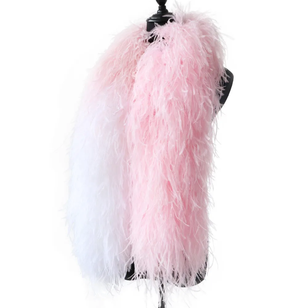 1PC 1.2Meters 26PLY Custom Three Colors High Quality Luxury Fur Boa Fluffy Colorful Ostrich Feather Boas for Costumes Shawl