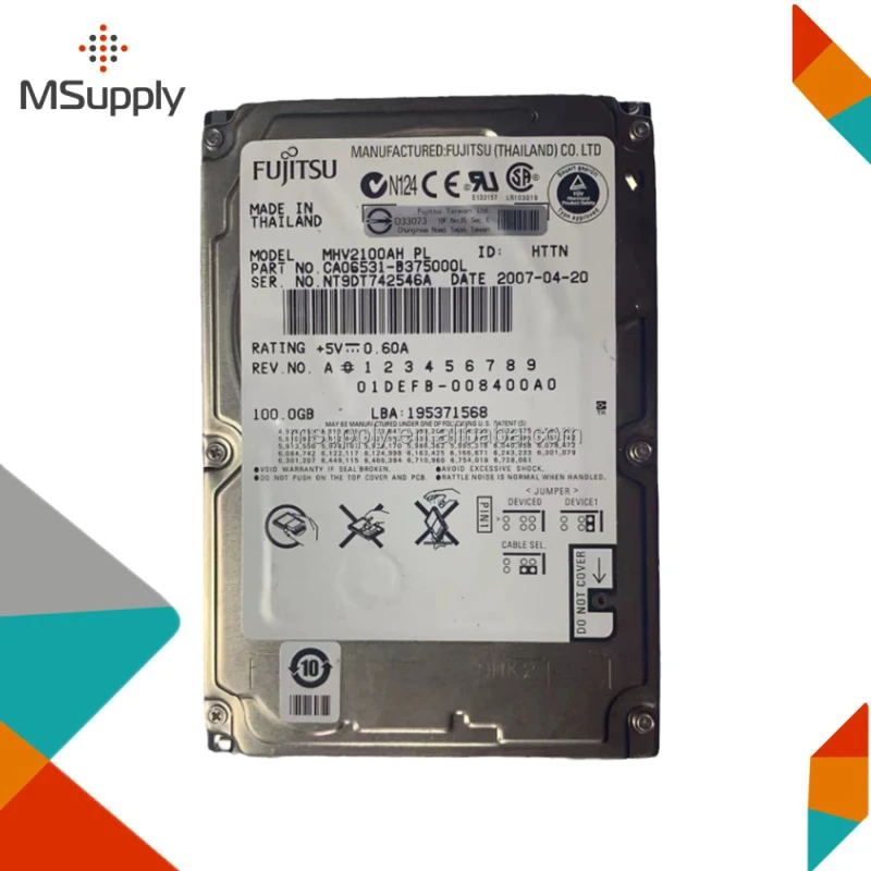 MHV2100AH CA06531-B375000L 100GB internal 2.5 5400rpm IDE laptop