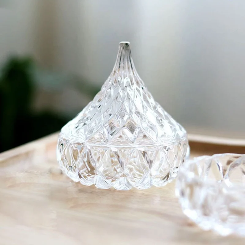 On sale cheap glass candlesticks luxury jewelry box glass candy jar storage cashew nuts jar