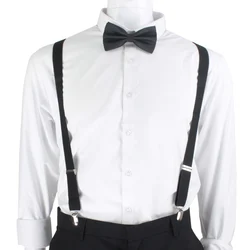 Комплект однотонных мужских бантиков, подтяжки из полиэстера, Y-образные, со звездами, серебристые, регулируемые, эластичные