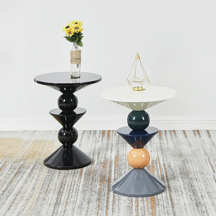 Nordic fiberglass tea small coffee side stool for hotel bed living room with Metal In Middle Coffee Table