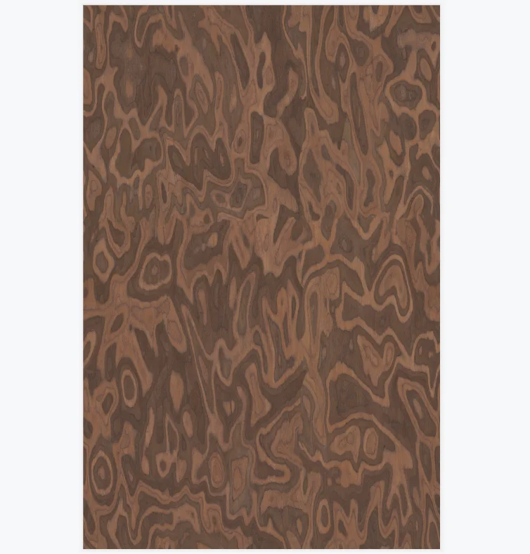 Kaiyuan Decoration Exotic Engineered Veneer Rose Burl For Department