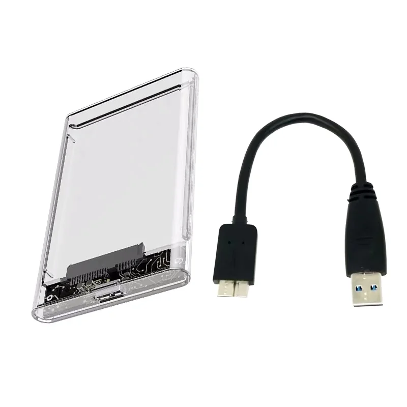 Seethrough hdd casing external hdd 2.5 inch sata USB 30 hard disk box for laptop HDD SSD storage