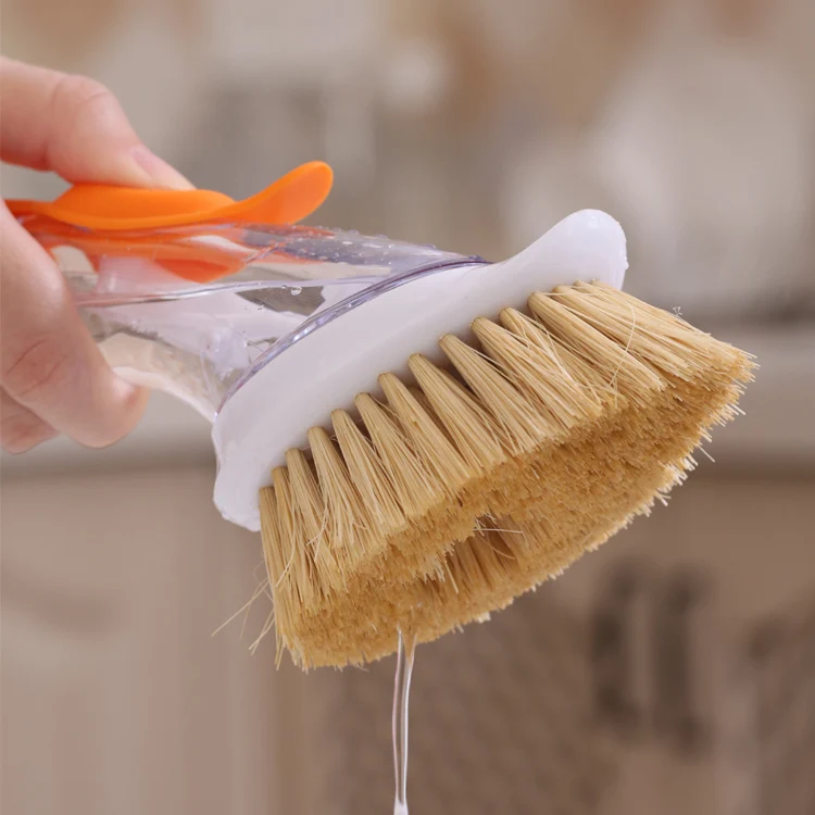 
Wholesale Hotsale Multiple Color Liquid Adding Spray Replaceable Sisal Bristle Cleaning Brush Scrubber For Pot Pan Bowl Kitchen 