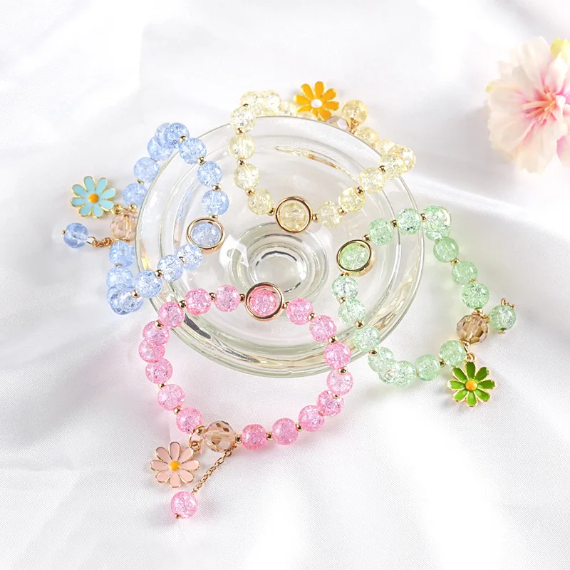 New DIY small daisy flower jewelry fashion ladies small fresh crystal beaded bracelet