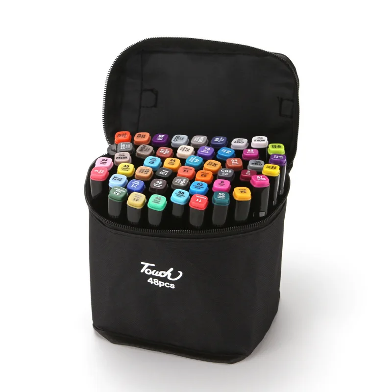 Eurolucky Art Supplies Dual Tips Marker Pens  Carrying Case Double Head Marker For Drawing 60 Colors