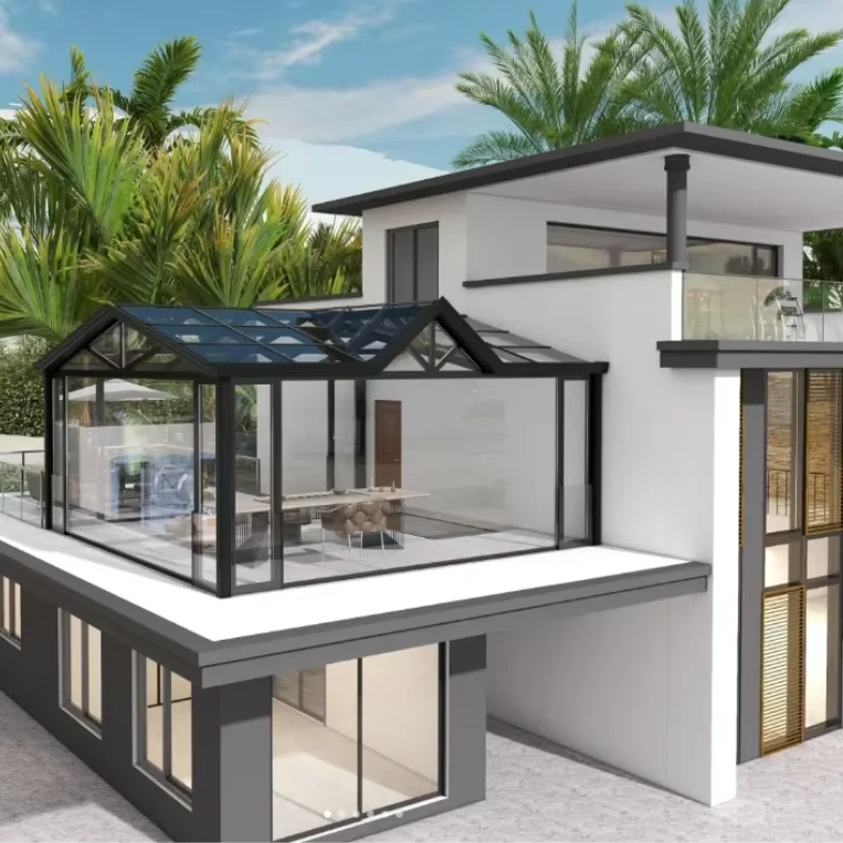 Aluminium 10 X 12 Freestanding Sunrooms Glass Houses Conservatory Insulated Glass Veranda Sunrooms