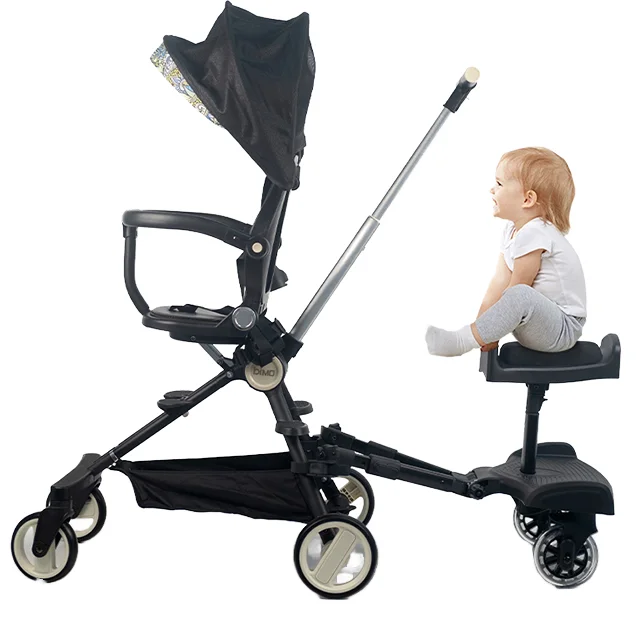 Multifunctional 2-in-1 Modern Child Folding Baby Stroller with Standing Board and Reclining Seat for travel