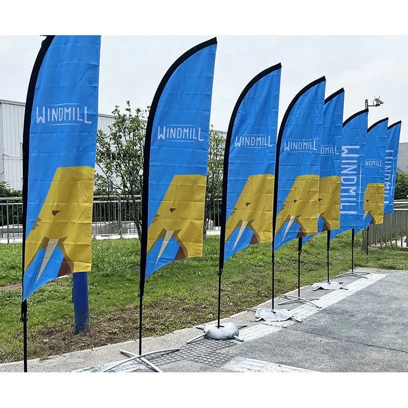 Custom Logo Print Feather Flag Promotional Advertising Teardrop Flag Banner Outdoor Custom Beach Feather Flag