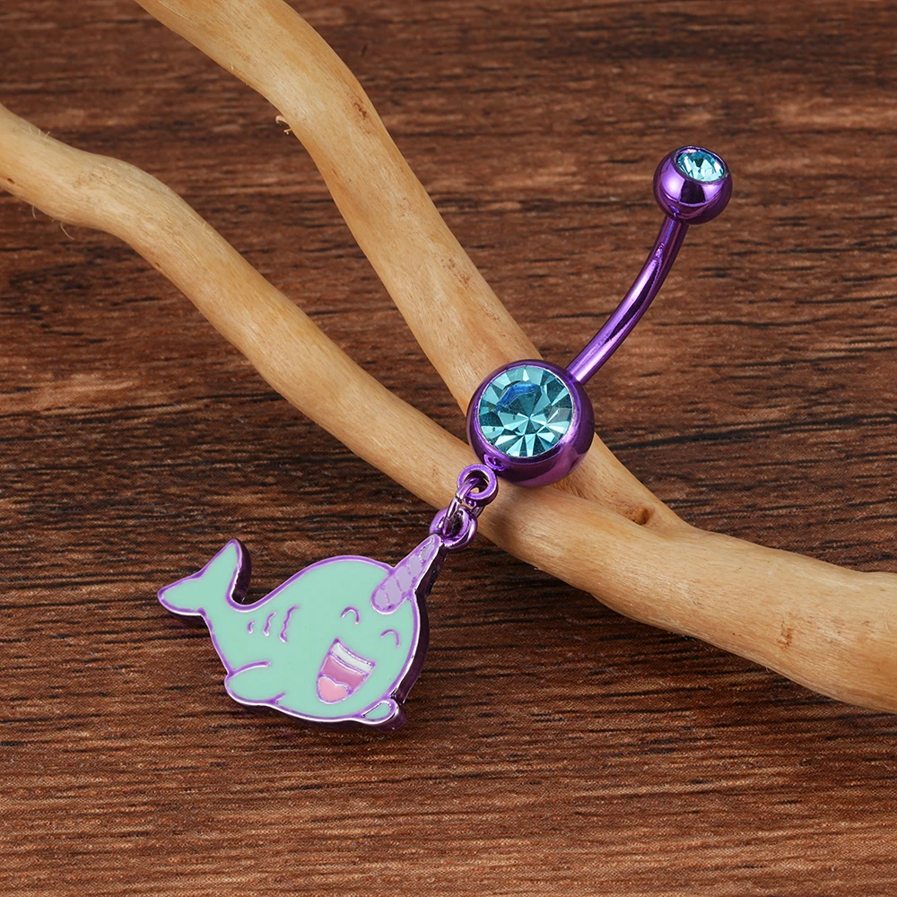 Hot 316 Stainless Steel Oil Drops Anime Belly Button Rings Girls Body Piercing Jewelry Dangle Belly Rings