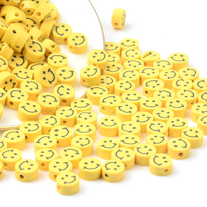 
 Оптовая продажа, 30 шт., круглые бусины из полимерной глины Tai Chi Smiley, fimo, чиповая пластина, Свободная прокладка, «сделай сам», ювелирные изделия  