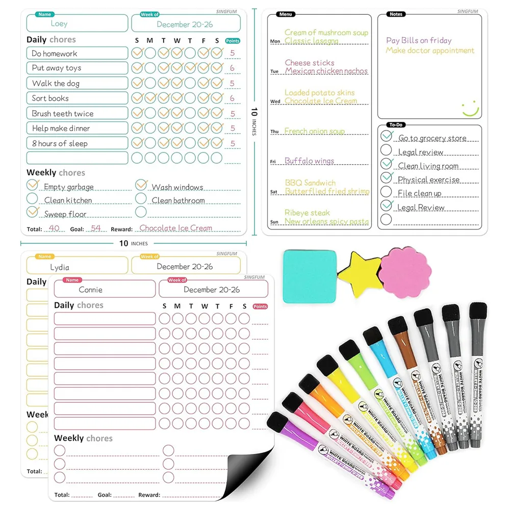 Custom Behavior Chart Dry Erase Magnetic Chore Charts for Fridge Homeschool Supplies