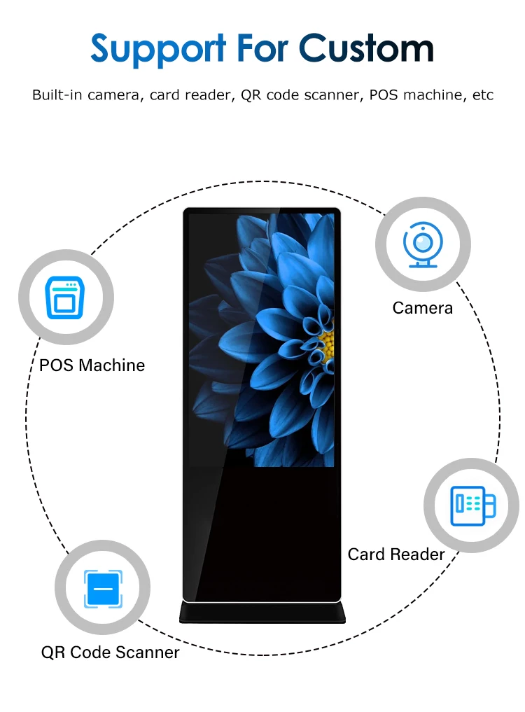 43 49 55 Inch Indoor Floor Standing Digital Signage Touch Screen Totem Lcd Advertising Kiosk Vertical Media Player Display