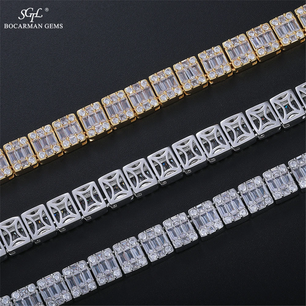 Copper necklace zircon trapezoidal 9mm Cuban hip hop trend can be custom moissanite pendant