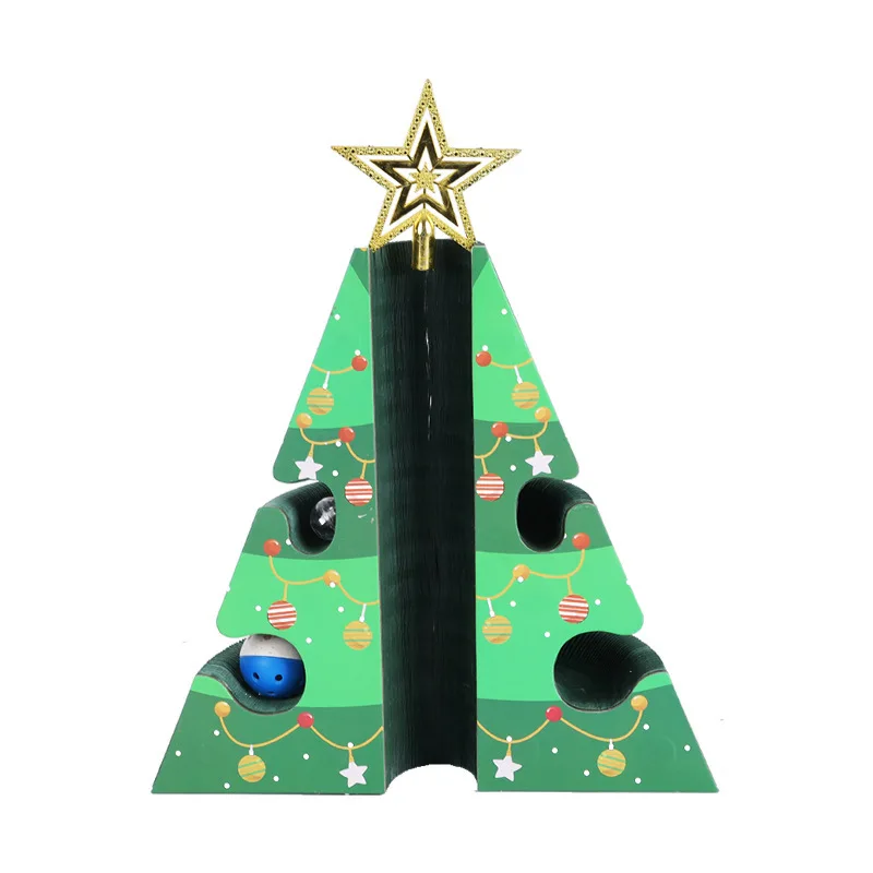 Multi Play Christmas Toy Tree with Catnip Pet Cat Bell Ball Interactive Toy for Indoor Cats