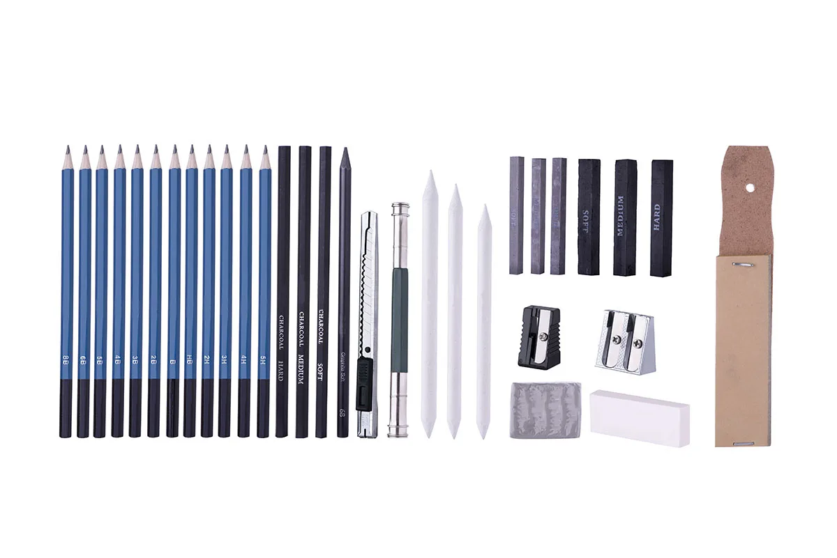 high quality wholesale factory price  33 pack pencil professional  drawing art supplies sketching set   nylon kit