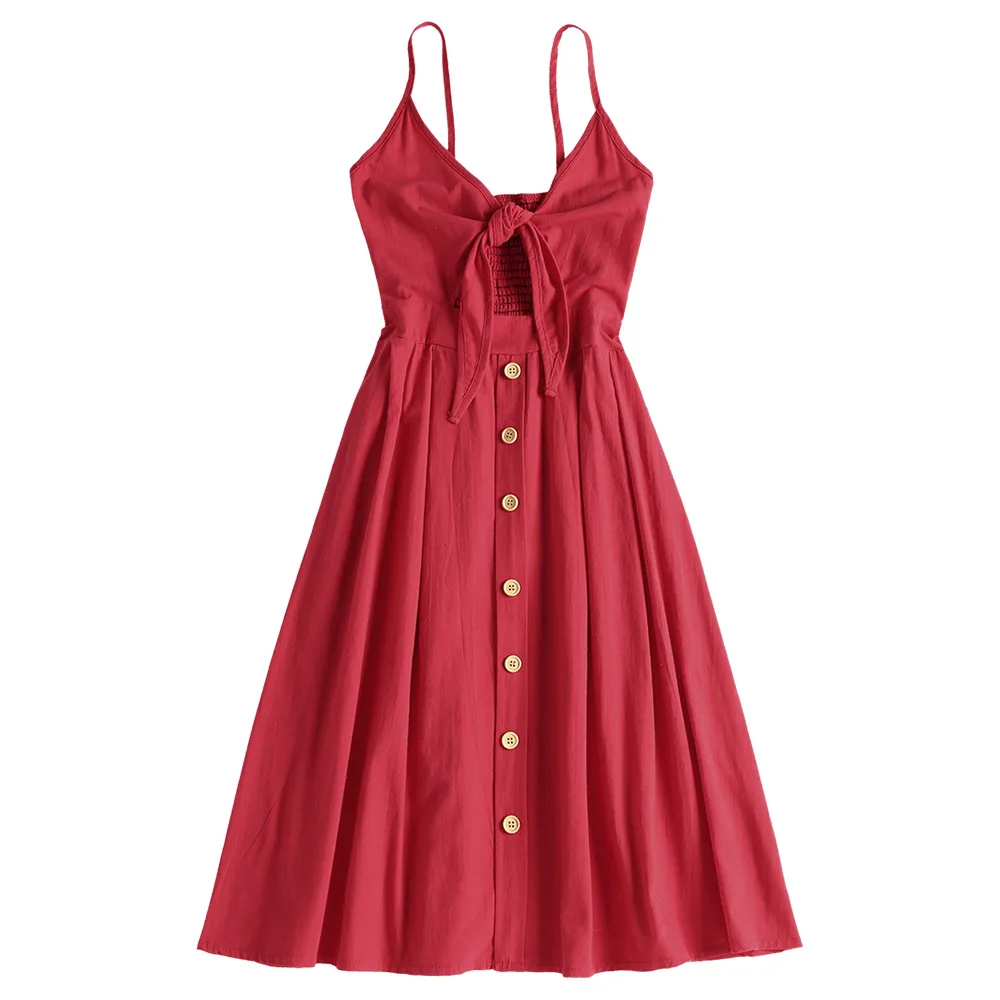 
Женское платье на бретельках с завязкой сзади 