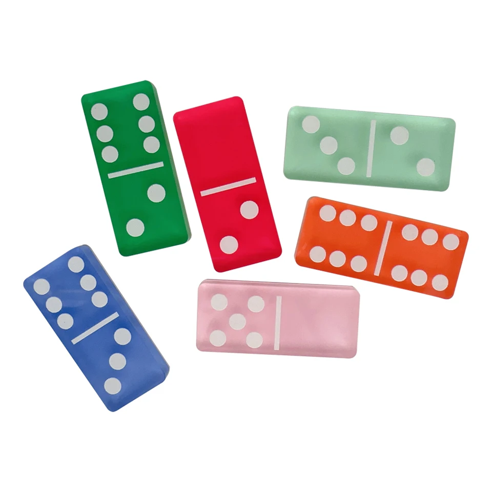 2023 28-Piece Double 6 Montessori Colored Acrylic Dominoes Educational Math Toys Kids Toddlers Numerical Learning Resources