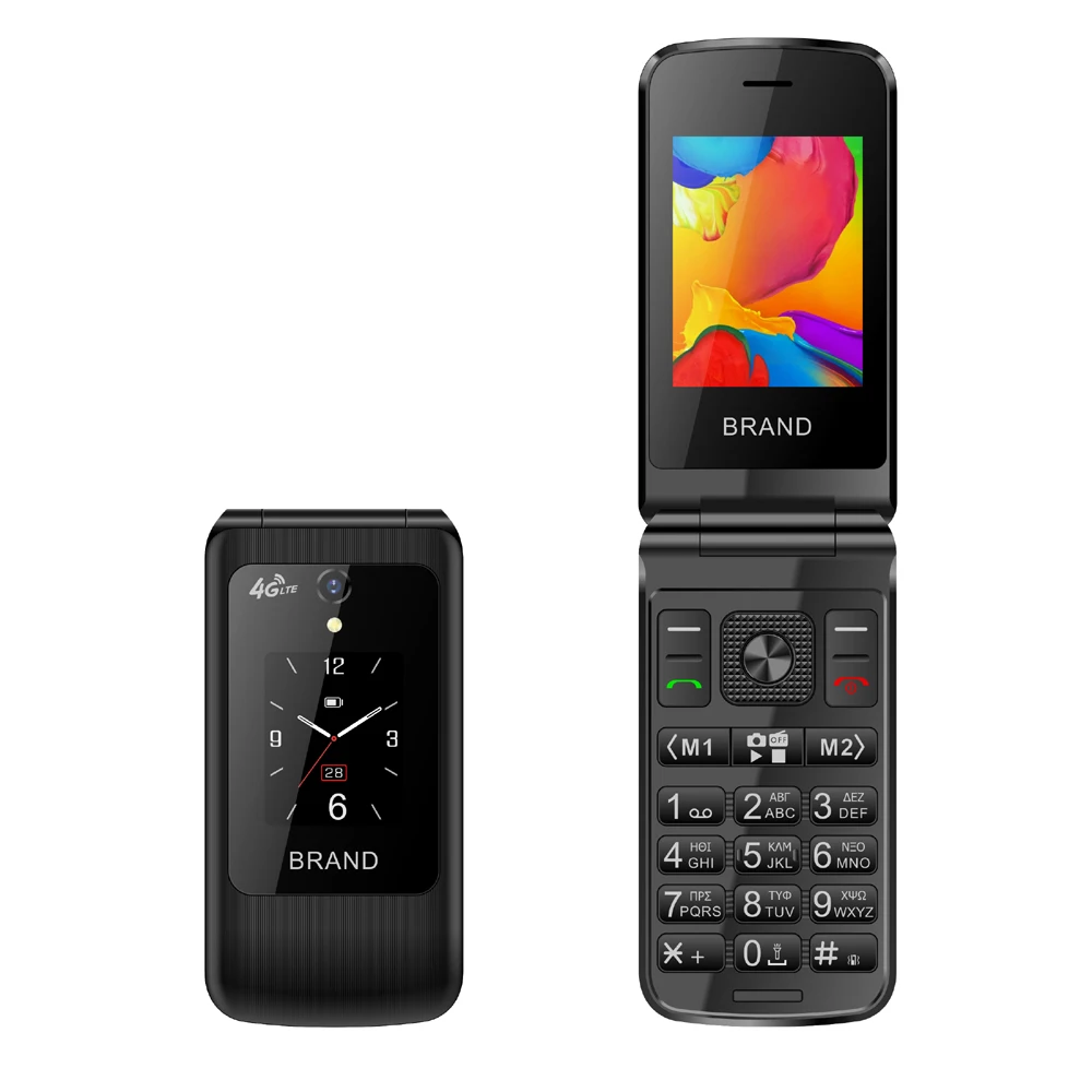 customize flip 4g volte phone Sos us cellular at&t verizon sprint t-mobile oem clamshell flip phone dual screen manufacturer