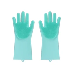 high quality kitchen working waterproof Dishwashing gloves  Heat Resistant Hand Protection Brush silicon mitten washes