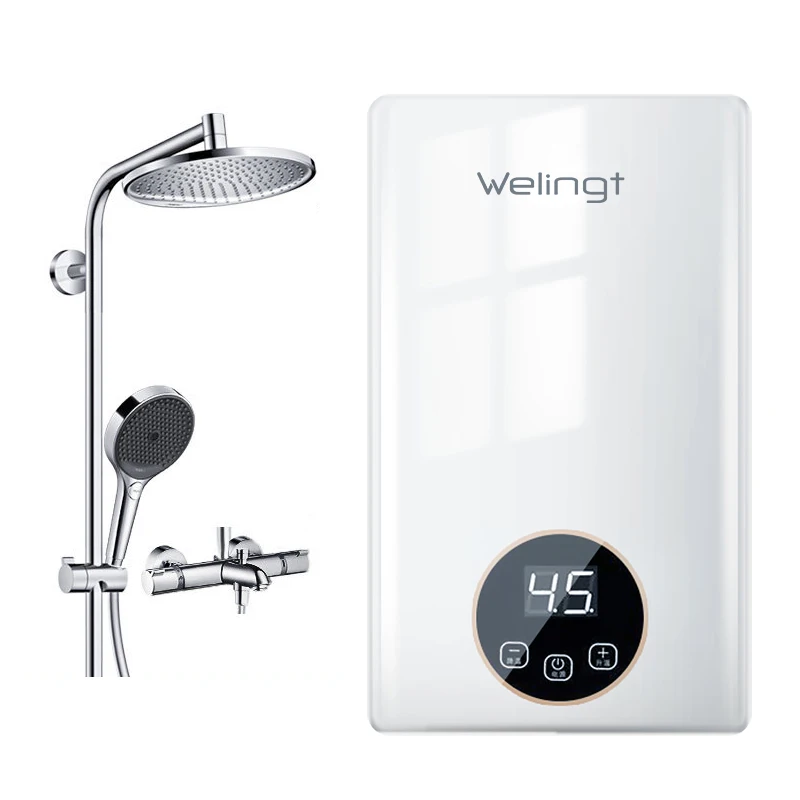 White Touch Screen Standard Tankless Wall Mounted Instant Electric Water Heating Shower Electric Water Heater For Bathroom